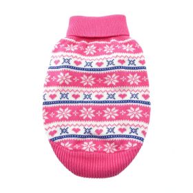 Dog Cable Knit 100% Cotton Sweater (Color: Snowflakes and Hearts Pink, size: X-Large)